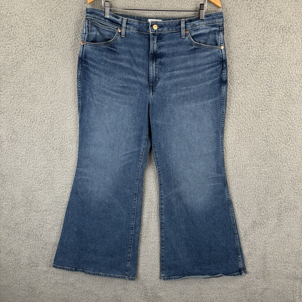 Wrangler‎ Women Wanderer 622 Denim Jean 36x29 High Rise Flare Wide Leg Blue
